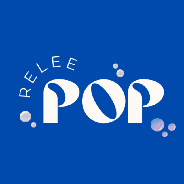 RELEE-POP logo with blue background and light text.